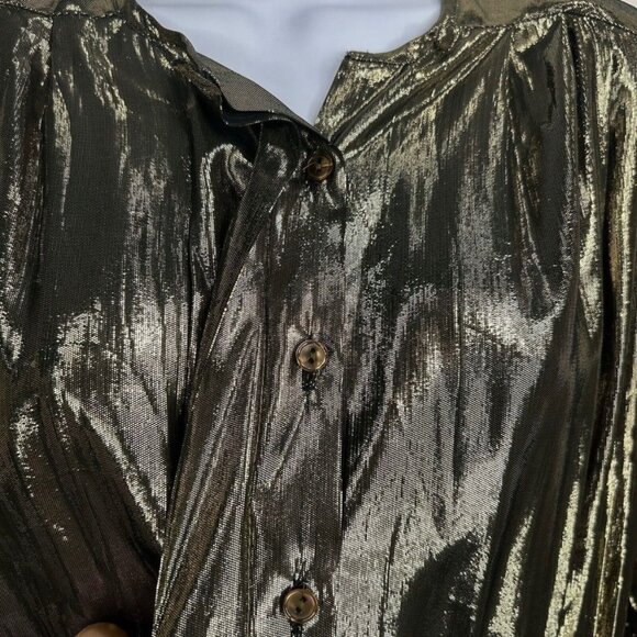 Vintage Helene St. Marie Metallic Gold Lame Blouse - Picture 7 of 7